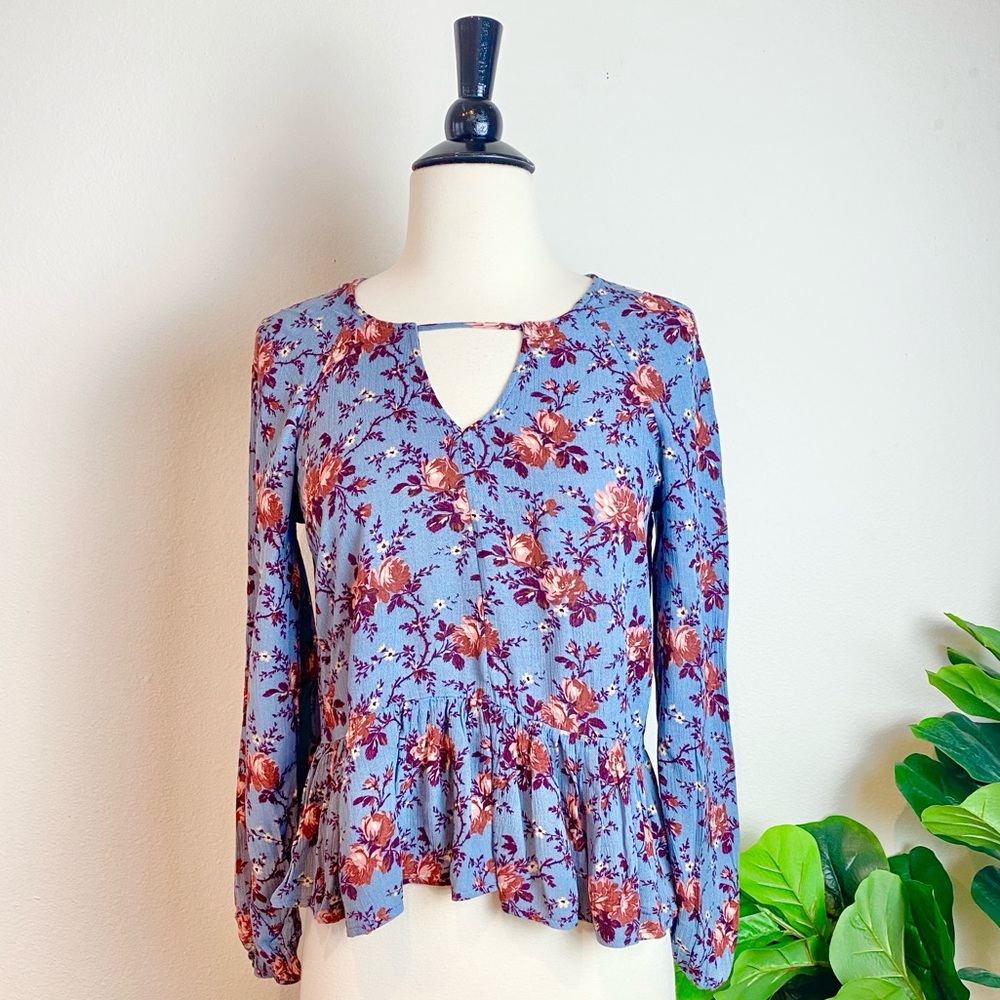 AMERICAN EAGLE• Floral Long Sleeve XS Blouse Top